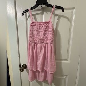 Abercrombie Kids Pink Emerson tiered Mini Dress Size 13/14 Pink Crepe Sundress